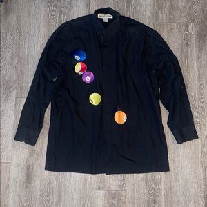 Natural issue by feldini long sleeve pool button down shirt size large 9 ball